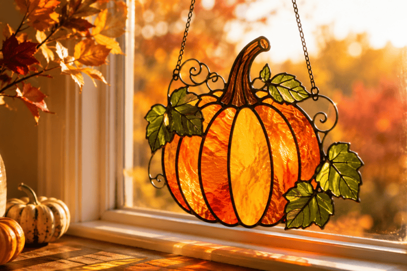 Pumpkin Stained Glass: A Window Accent for Autumn Light