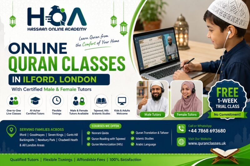 Online Quran Classes in Ilford, London with Certified Male & Female Quran Tutors